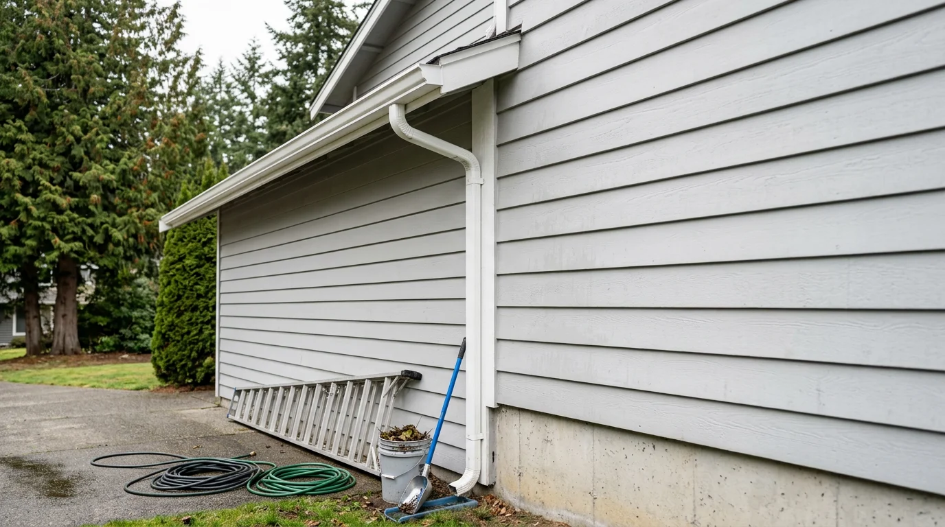 Gutter cleaning service on a residential home
